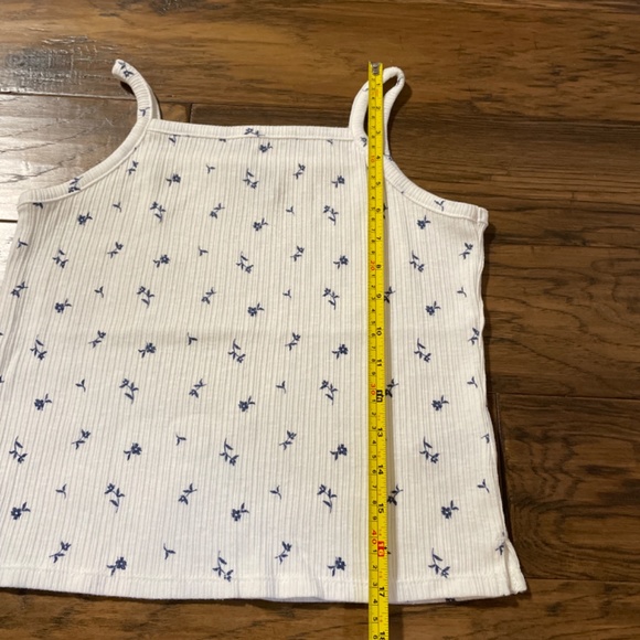 Old Navy kids tank top ribbed blue floral print size XL 14-16 - Picture 9 of 9